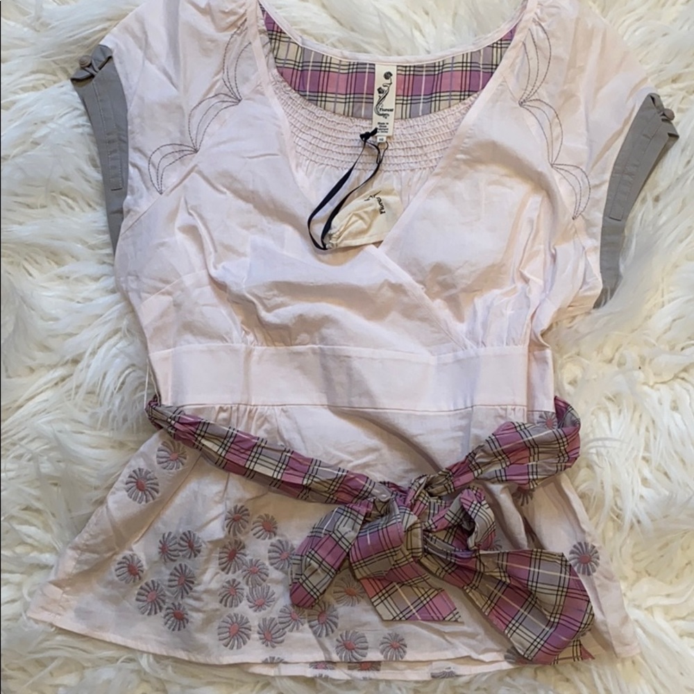 Anthropologie Floreat Pink Detailed Blouse